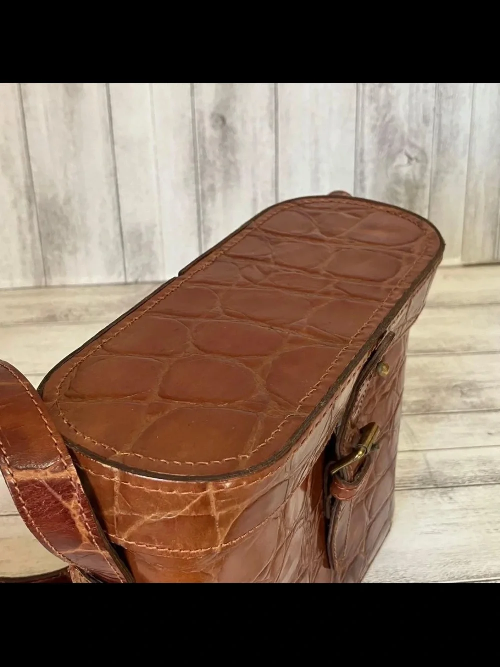 Mulberry Brown Croc-Embossed Leather Shoulder Bag